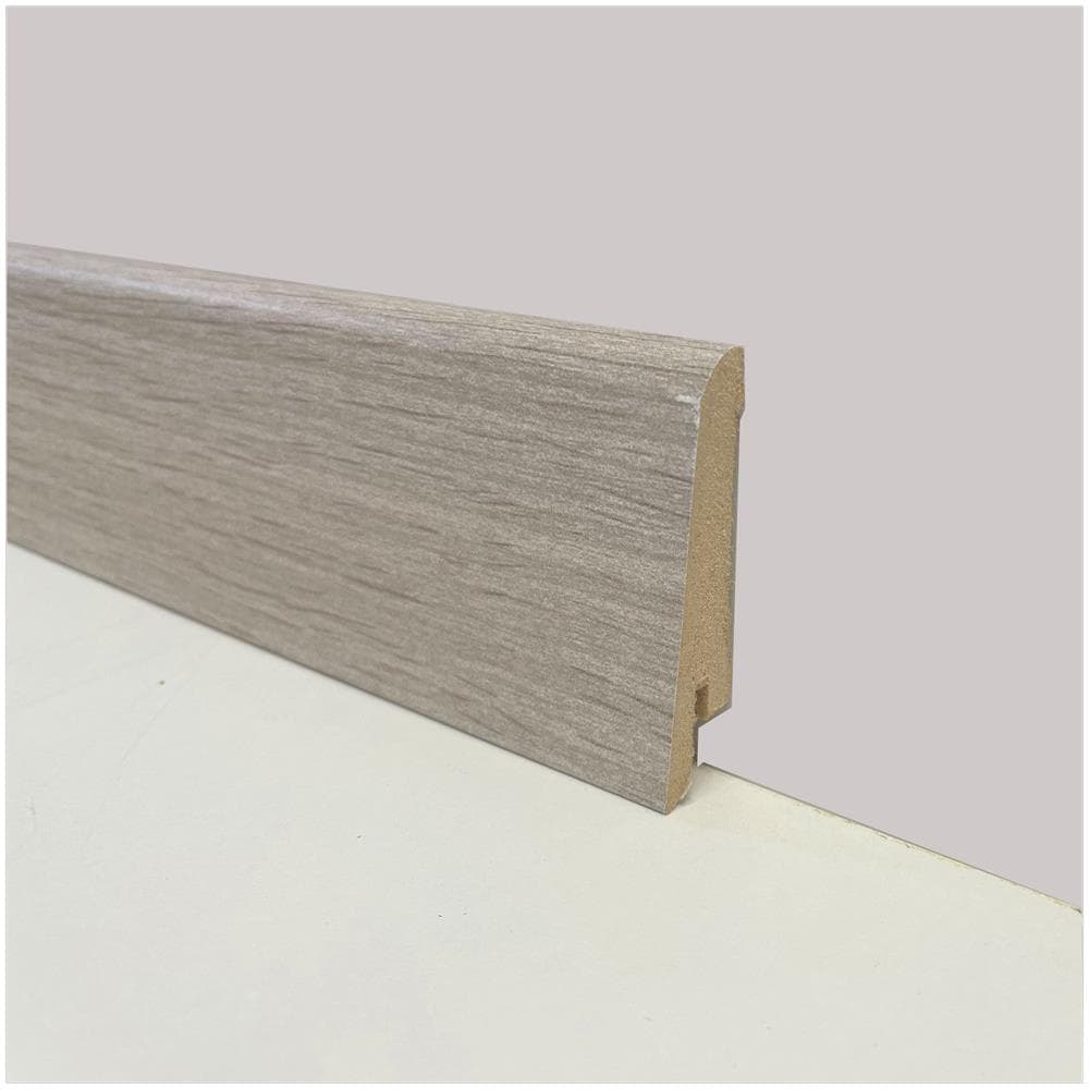 €1,69 - Battiscopa Zoccolino In Fibra Di Legno 60x15 Vari Decori, Parquet, Laminati, Spc, Lvt - Rovere Grigio - Foto 1