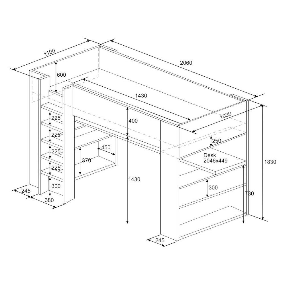 Letto A Soppalco Gamer + Scrivania Con Led E Vani Portaoggetti Integrati 90 X 200 Cm Antracite E Rosso - Noah - Foto 2