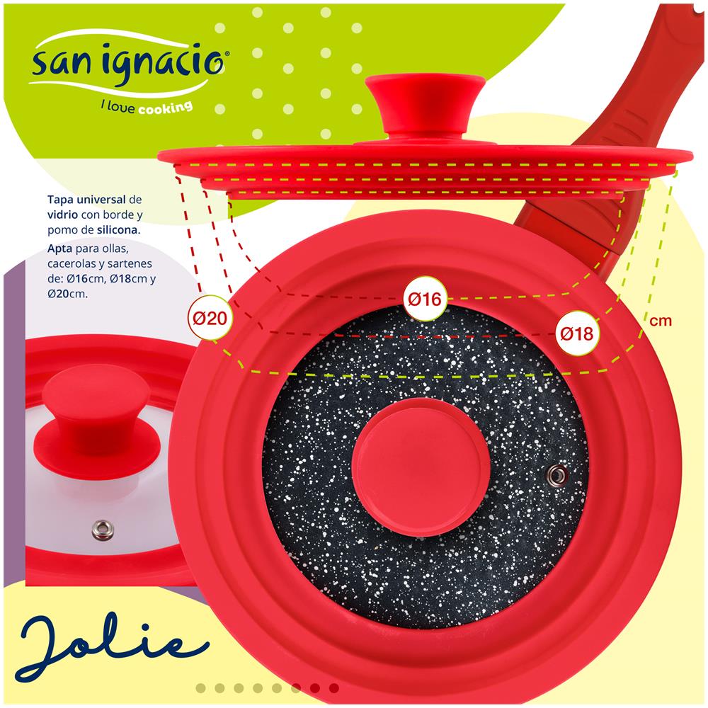 Set Di 3 Padelle Da 16/20/24 Cm, Rosse, E Coperchio Universale In Rosso, Alluminio Stampato, Induzione - Foto 7