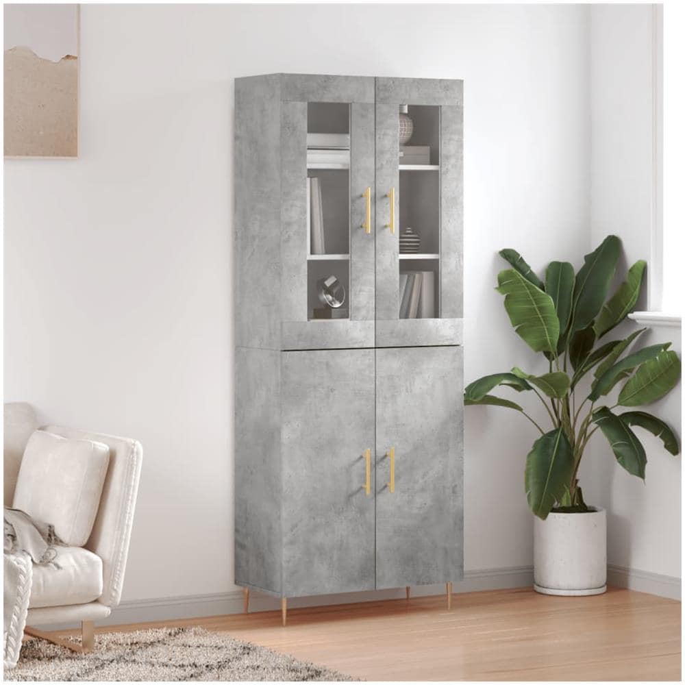 VidaXL Credenza In Legno Multistrato - Credenza Grigio Cemento 34 Cm In Legno Multistrato 93749597