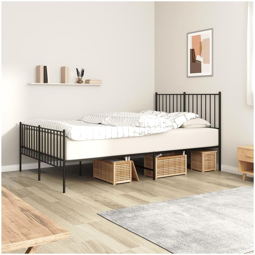 Giroletto Con Testiera E Pediera Metallo Nero 120x190 Cm - Foto 1