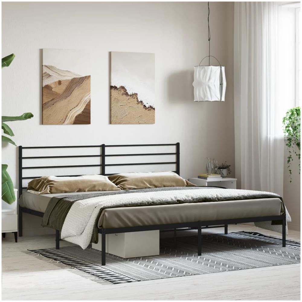 Giroletto Con Testiera In Metallo Nero 200x200 Cm - Foto 3