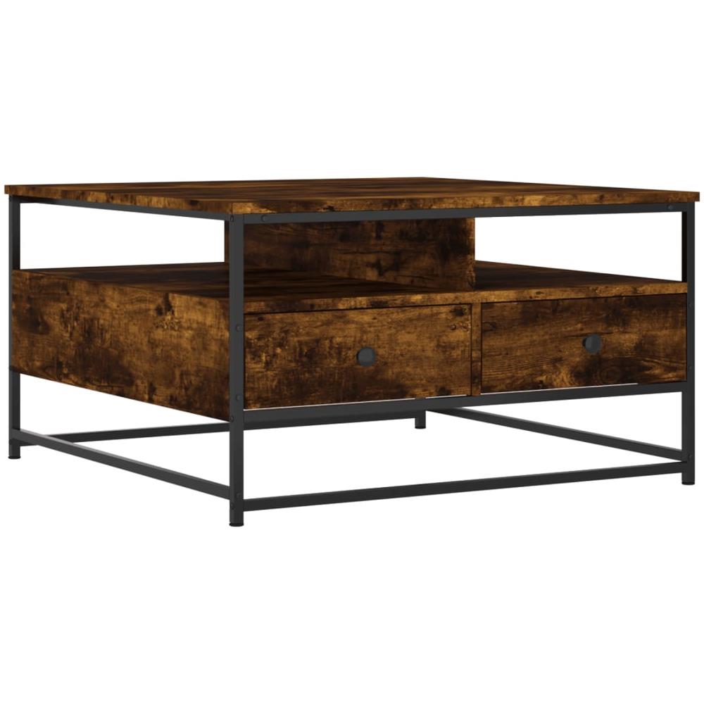 Tavolino Da Salotto Rovere Fumo 80x80x45 Cm Legno Multistrato - Foto 2