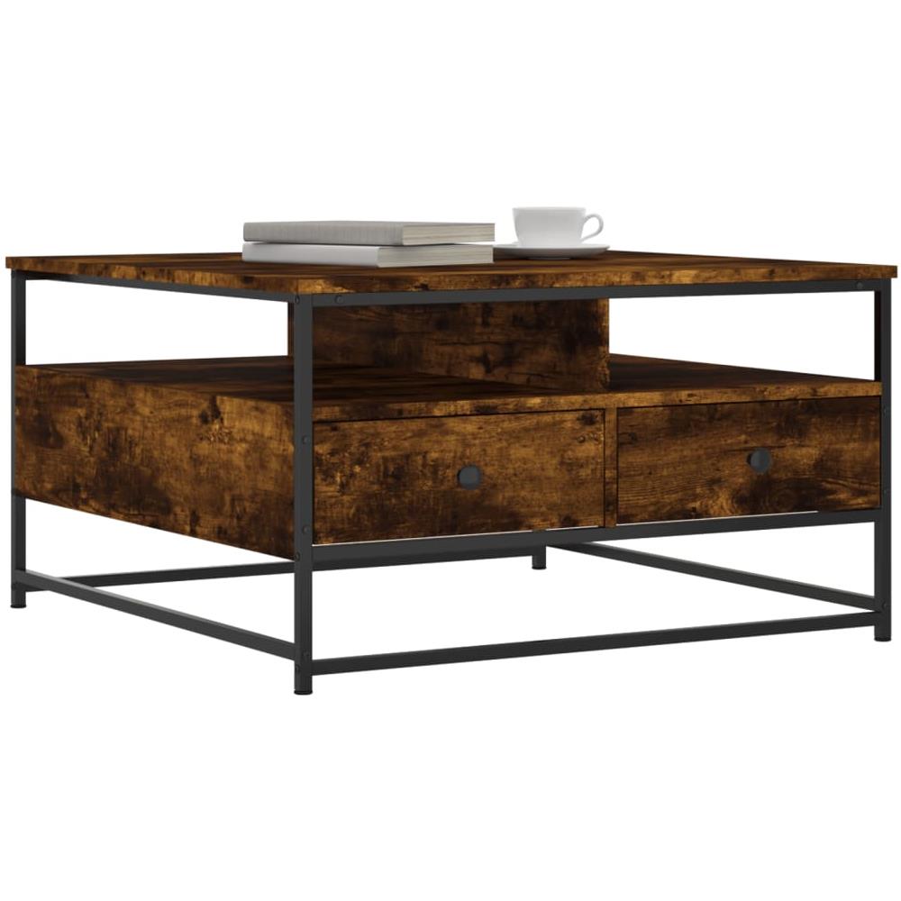 Tavolino Da Salotto Rovere Fumo 80x80x45 Cm Legno Multistrato - Foto 3