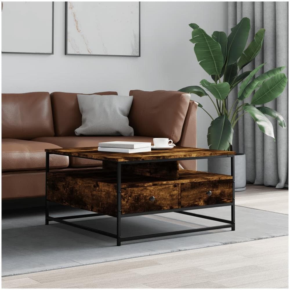 Tavolino Da Salotto Rovere Fumo 80x80x45 Cm Legno Multistrato - Foto 1