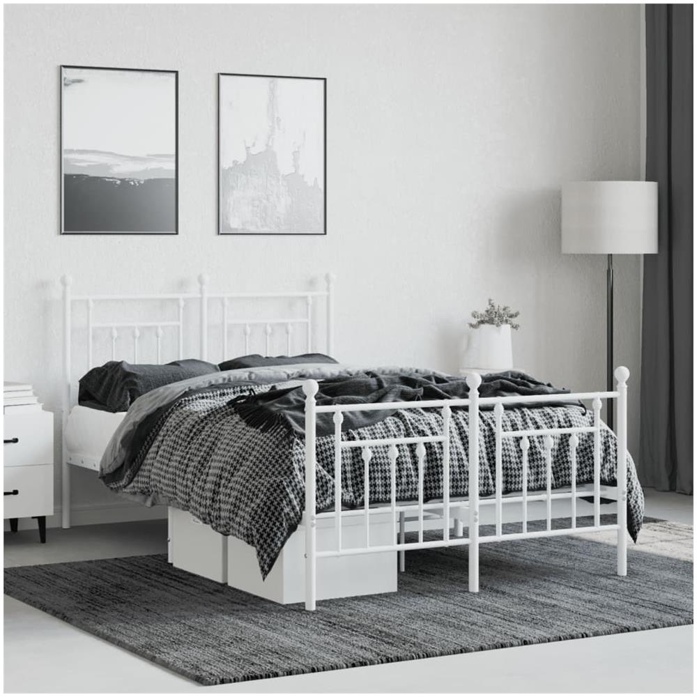 Giroletto Con Testiera E Pediera Metallo Bianco 120x190 Cm - Foto 3