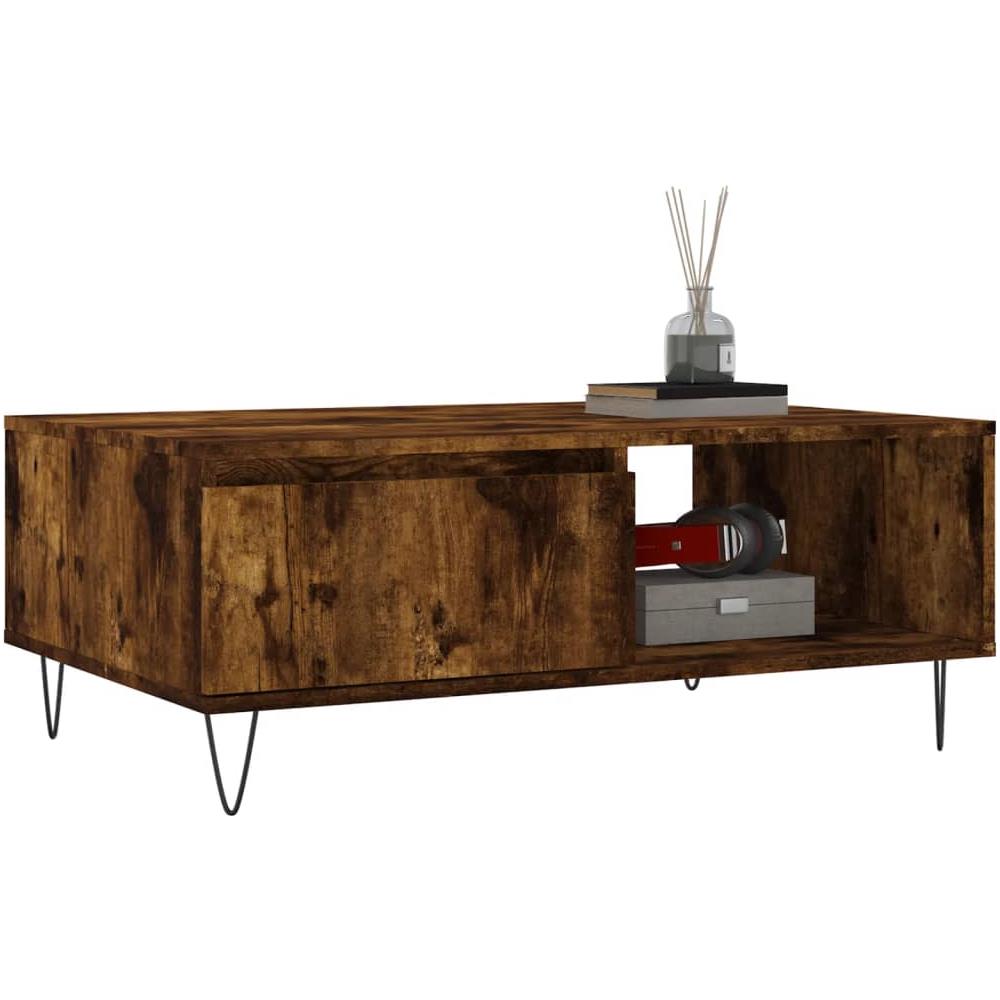 Tavolino Da Salotto Rovere Fumo 90x60x35cm In Legno Multistrato - Foto 3