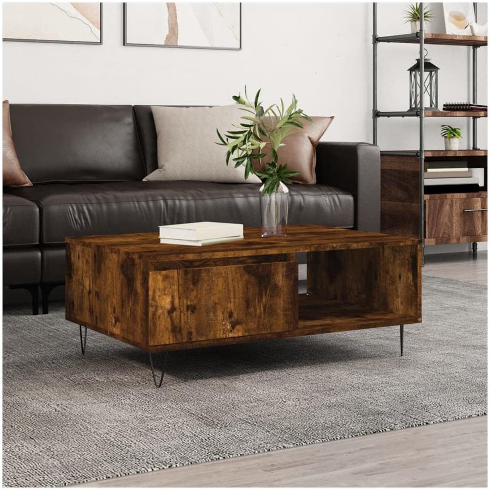 Tavolino Da Salotto Rovere Fumo 90x60x35cm In Legno Multistrato - Foto 1