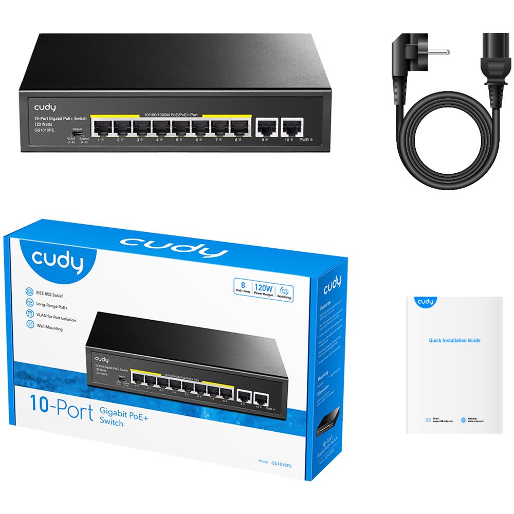 Switch di rete GS1010PE Gigabit Ethernet (10/100/1000) Power over Ethernet (PoE) Nero - Foto 6