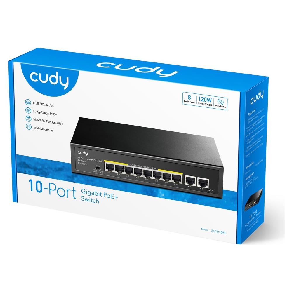 Switch di rete GS1010PE Gigabit Ethernet (10/100/1000) Power over Ethernet (PoE) Nero - Foto 2