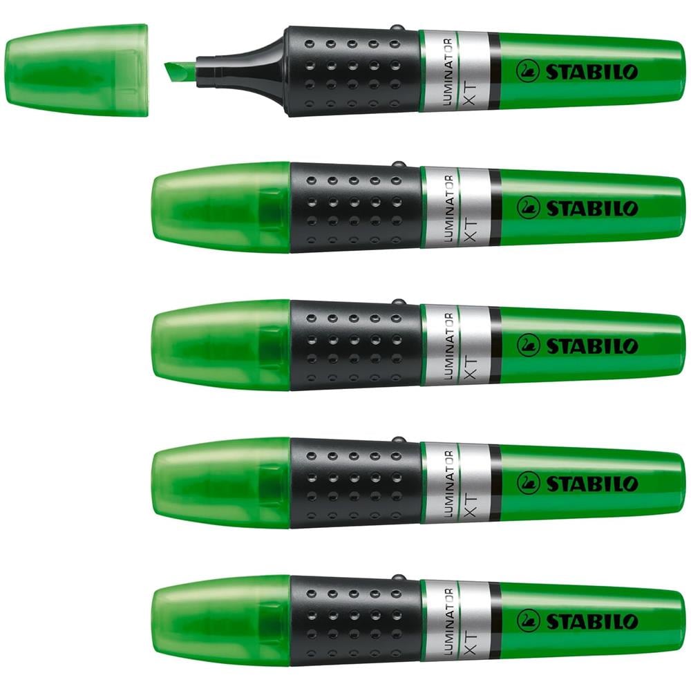 LUMINATOR - Evidenziatore - lunga durata e doppio tratto (2 + 5 mm) - Confezione da 5 - Verde - Foto 1