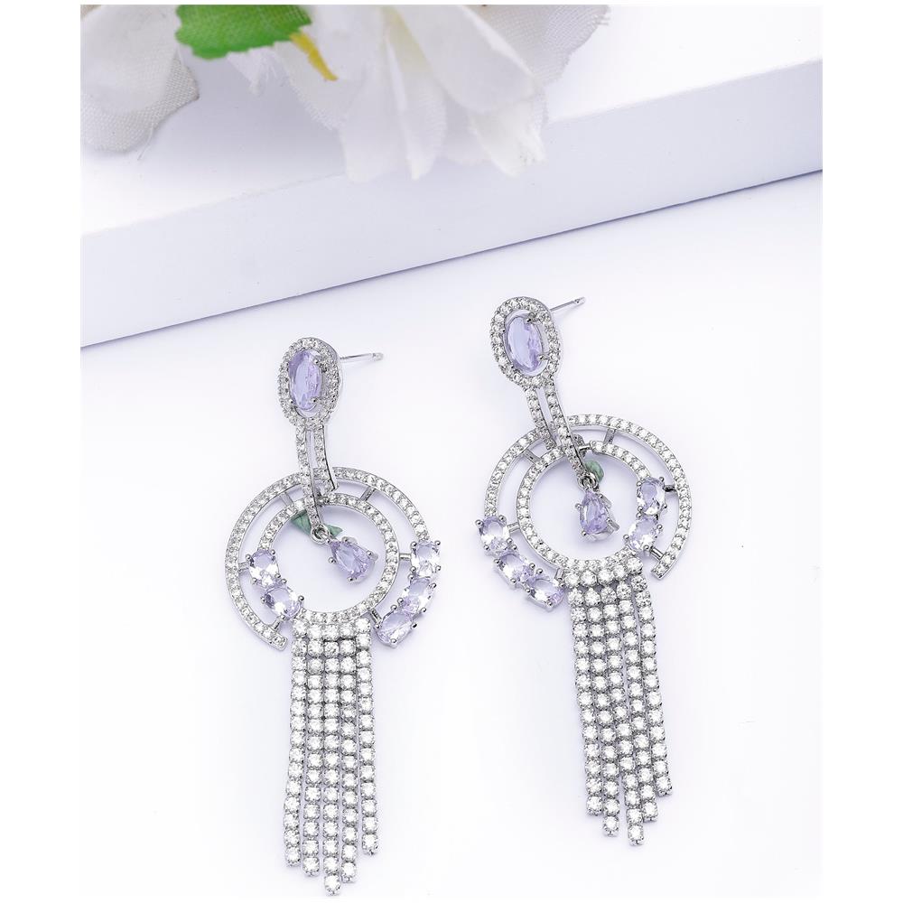 Orecchini Pendenti a Catena Geometrica Viola - Foto 1