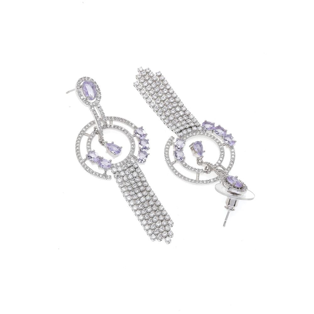 Orecchini Pendenti a Catena Geometrica Viola - Foto 2