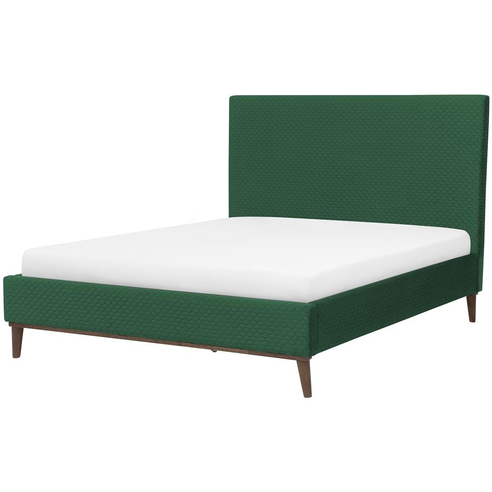Letto In Velluto Verde Scuro 140x200cm Bayonne - Foto 1