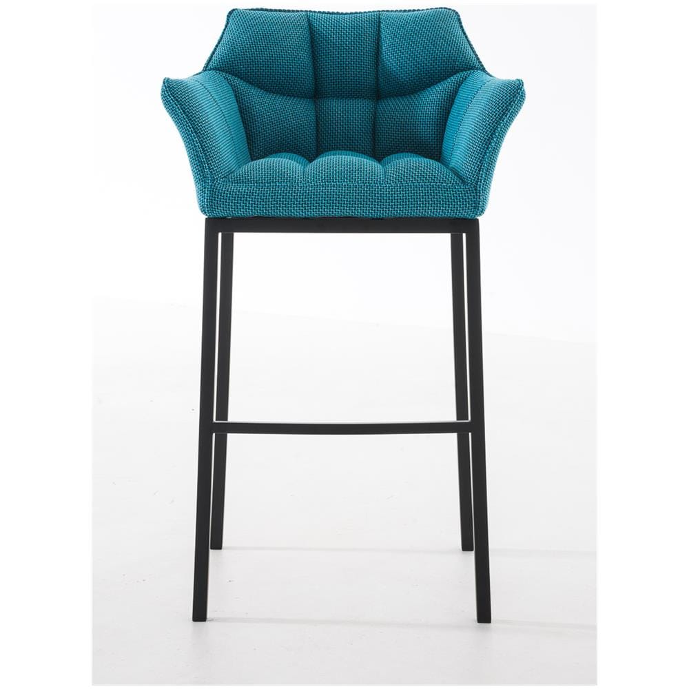 Sgabello DAMASO B con Telaio a 4 Gambe Nero, in Tessuto Turchese Telaio Nero Opaco - Foto 2
