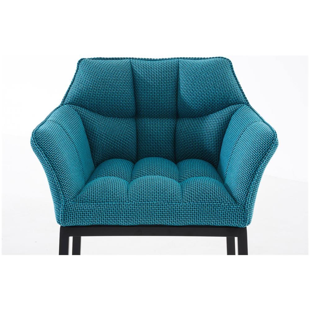 Sgabello DAMASO B con Telaio a 4 Gambe Nero, in Tessuto Turchese Telaio Nero Opaco - Foto 5