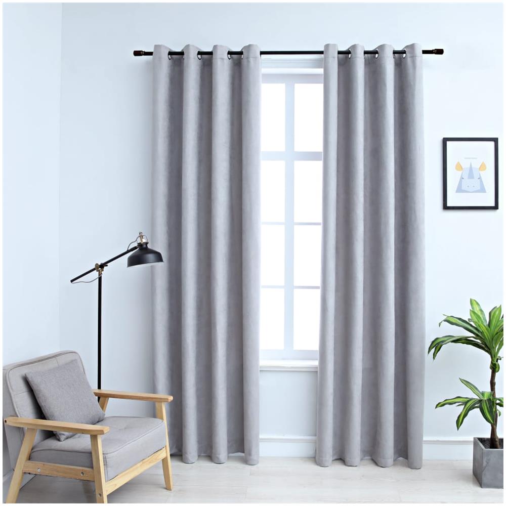 Tende Oscuranti Con Anelli In Metallo 2 Pz Grigie 140x225 Cm - Foto 1