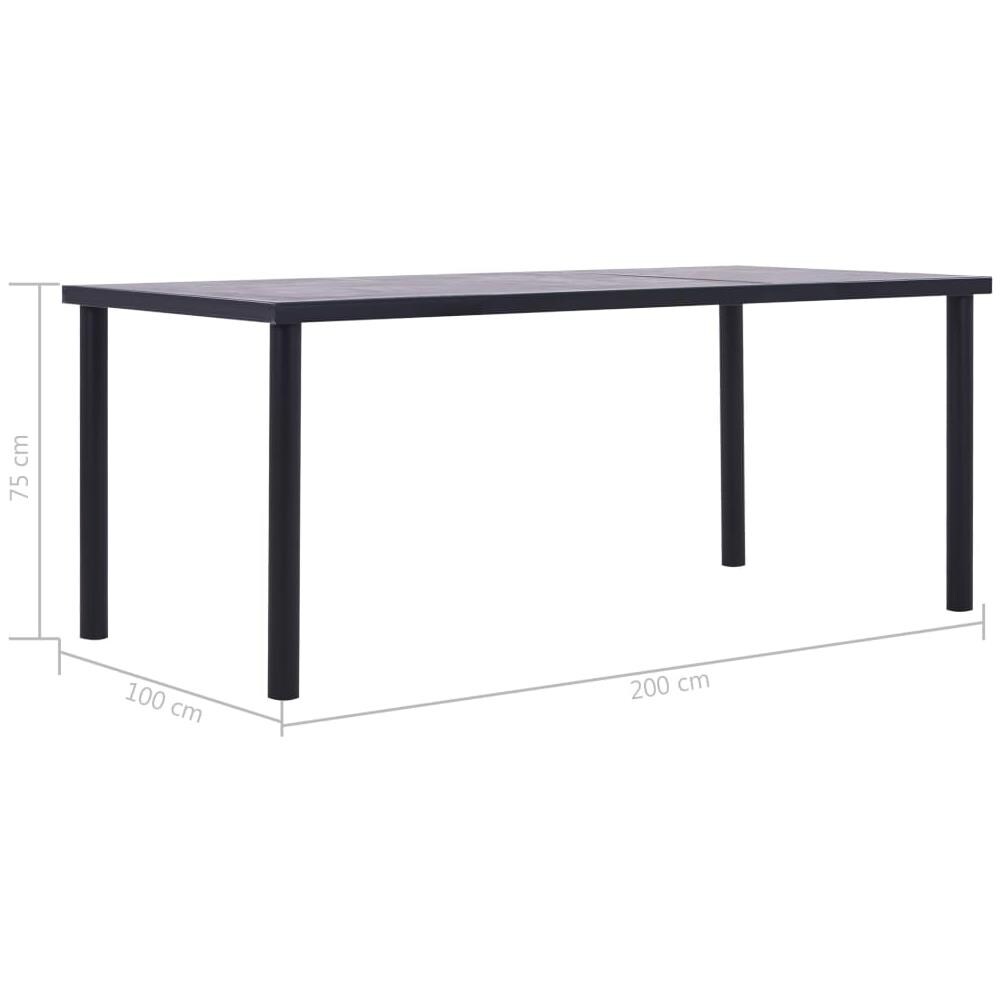 Tavolo Da Pranzo Nero E Grigio Cemento 200x100x75 Cm In Mdf - Foto 5