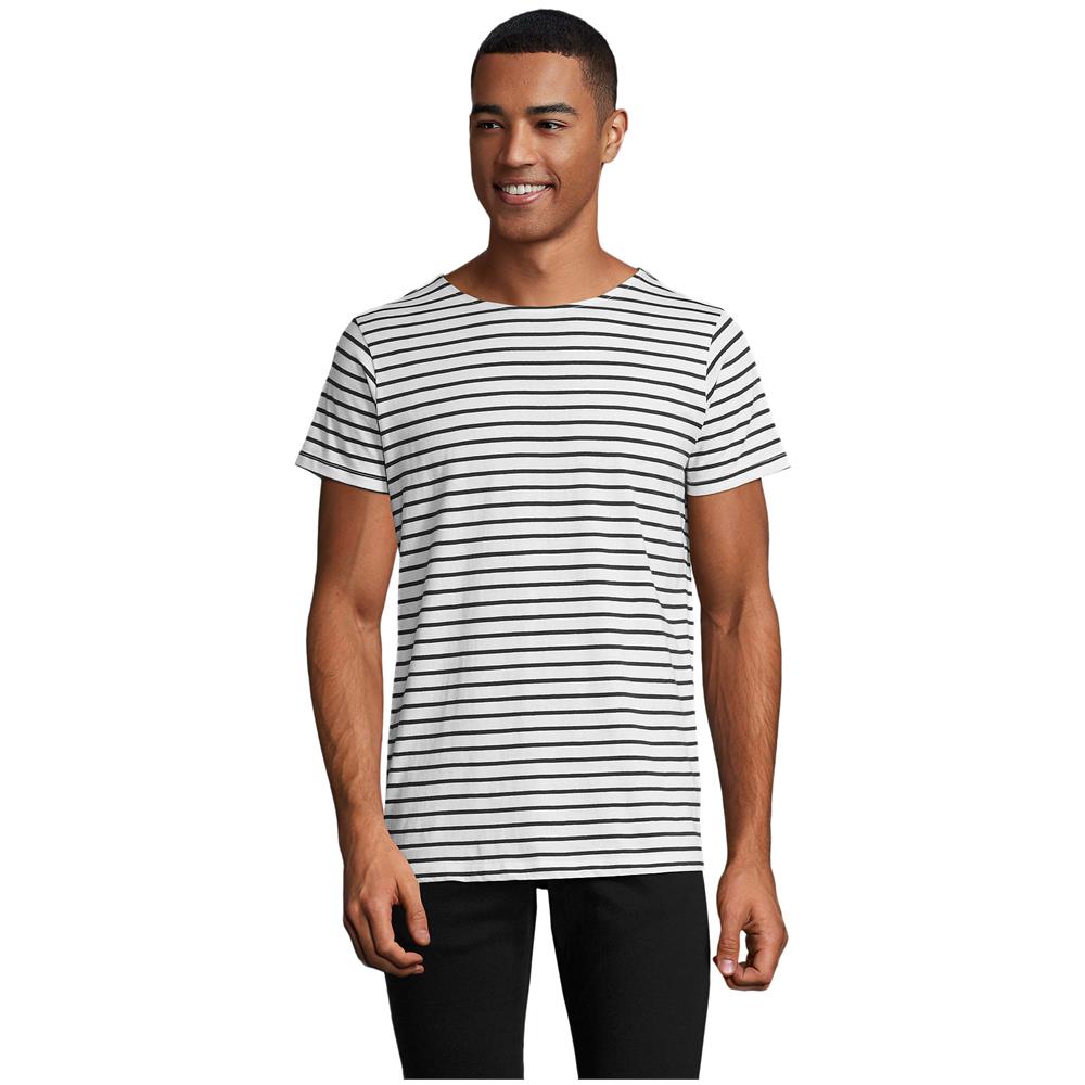 T-shirt Da Uomo Miles-girocollo A Righe -colore E Taglia Bianco / blue - Foto 1