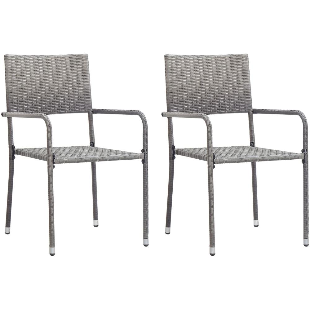 Set Da Pranzo Per Giardino 3 Pz In Polyrattan Antracite Grigio - Foto 2