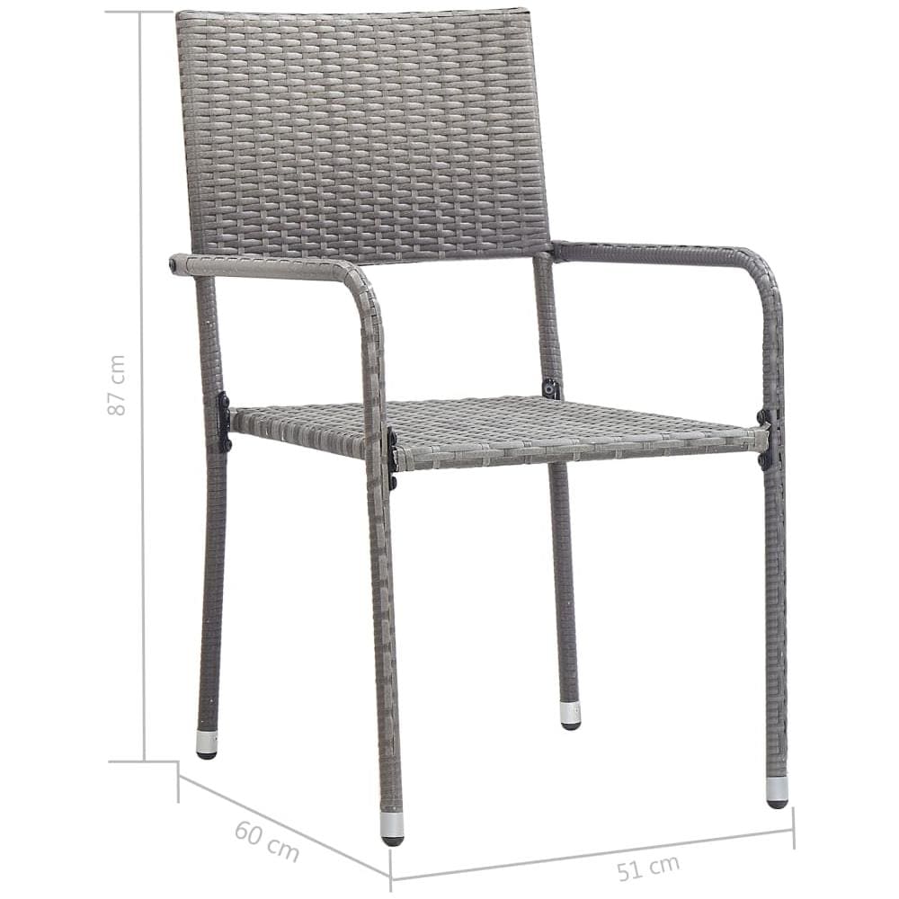 Set Da Pranzo Per Giardino 3 Pz In Polyrattan Antracite Grigio - Foto 8