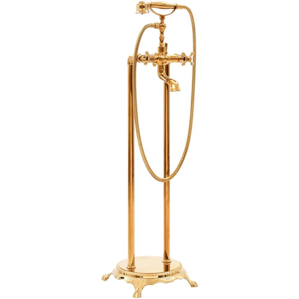 Rubinetteria a Colonna per Vasca Bagno Acciaio Inox 99,5cm Oro - Foto 1