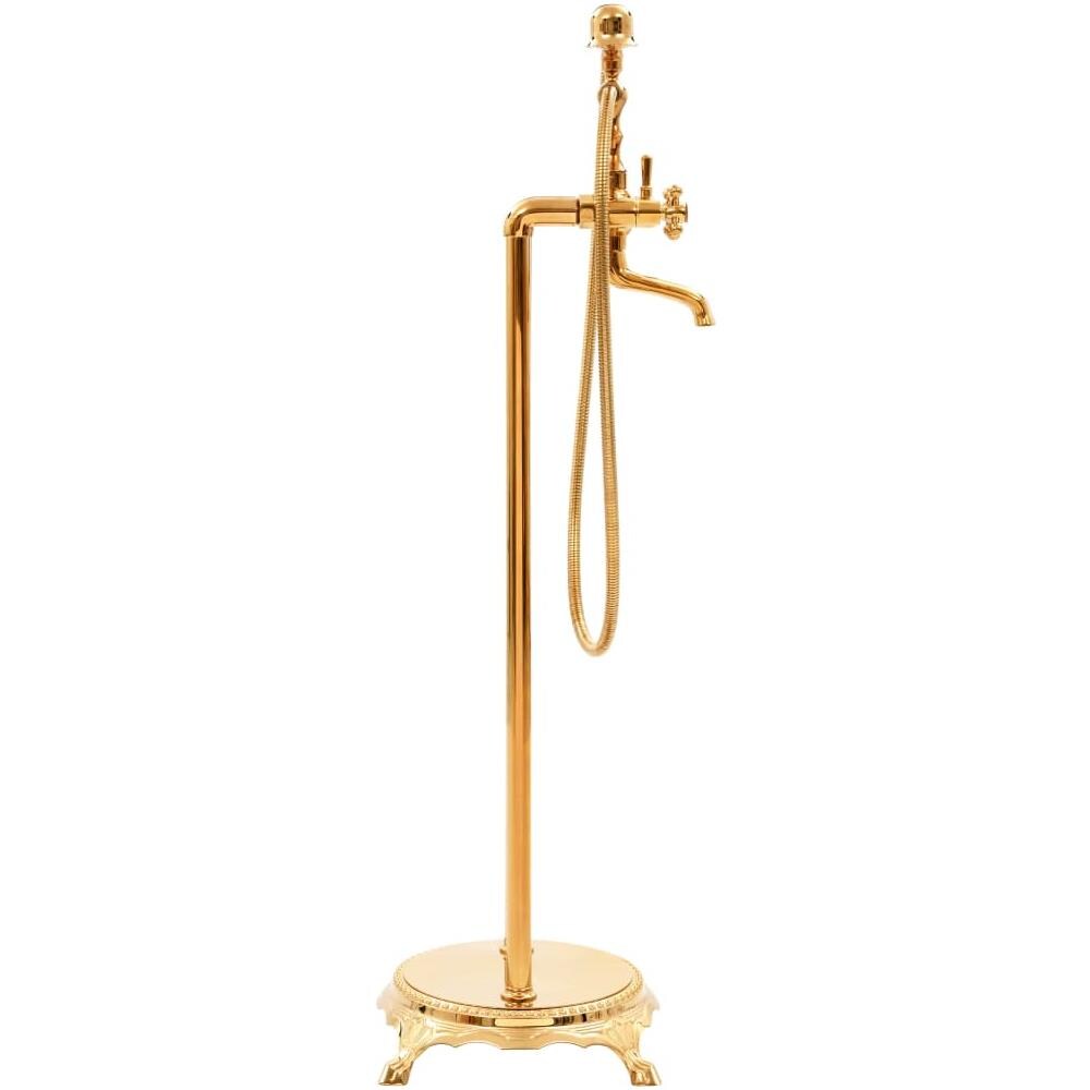 Rubinetteria a Colonna per Vasca Bagno Acciaio Inox 99,5cm Oro - Foto 2