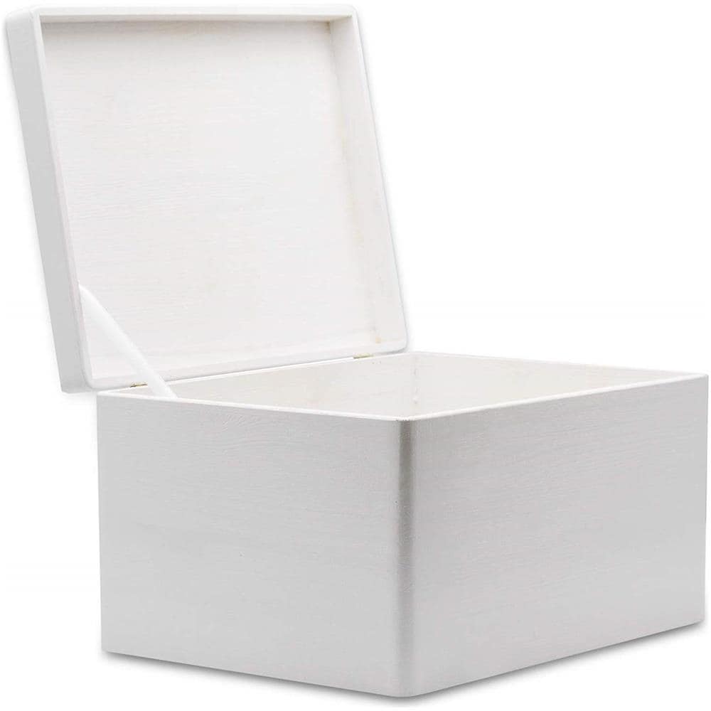 Xxl Grande Bianca Scatola Legno Con Coperchio | L40 X P30 X H24 Cm (+ / - 1) | Cassetta Conteniore Portaoggetti Portagiochi Cofanetto | Per Decoupage Documenti Giocattoli Attrezzi - Foto 1
