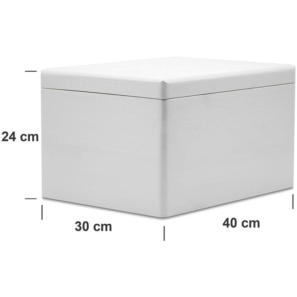 Xxl Grande Bianca Scatola Legno Con Coperchio | L40 X P30 X H24 Cm (+ / - 1) | Cassetta Conteniore Portaoggetti Portagiochi Cofanetto | Per Decoupage Documenti Giocattoli Attrezzi - Foto 5
