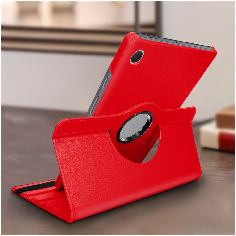 Custodia Samsung Galaxy Tab A8 10.5 2021 Copertina Supporto Rotante 360° Rossa - Foto 2