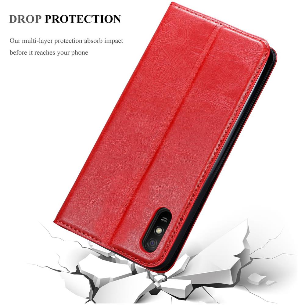 Custodia Compatibile Con Xiaomi Redmi 9a In Rosso Mela - Coperchio Protettiva Con Chiusura Magnetica, Funzione Stand E Tasca Per Le Carte - Foto 8