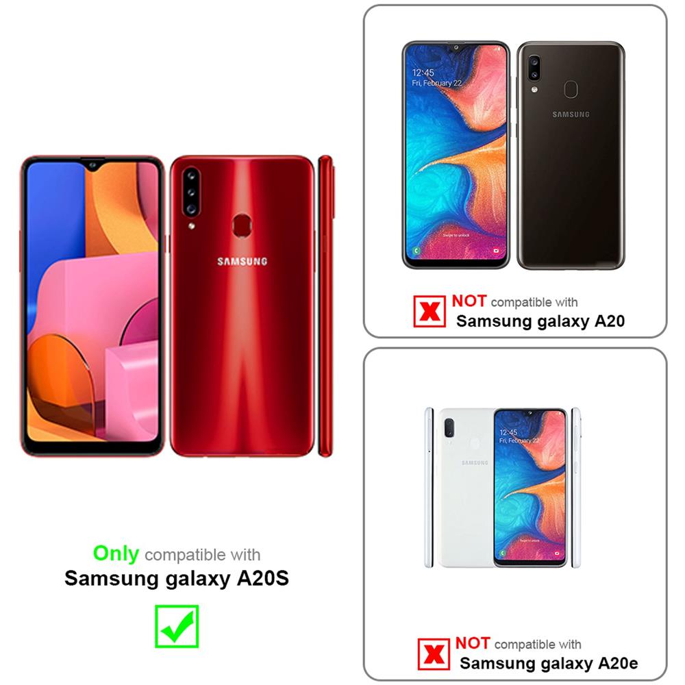 Custodia Compatibile Con Samsung Galaxy A20s - Ottica A Strisce In Cremisi Rosa - Coperchio Protettivo In Vetro Temperato E Silicone Tpu - Foto 2