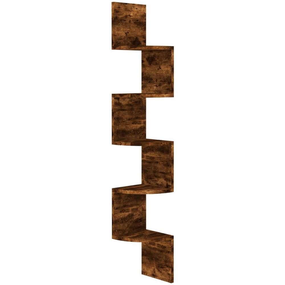 Scaffale Angolare a Muro Rovere Fumo 19x19x123 cm Multistrato - Foto 1