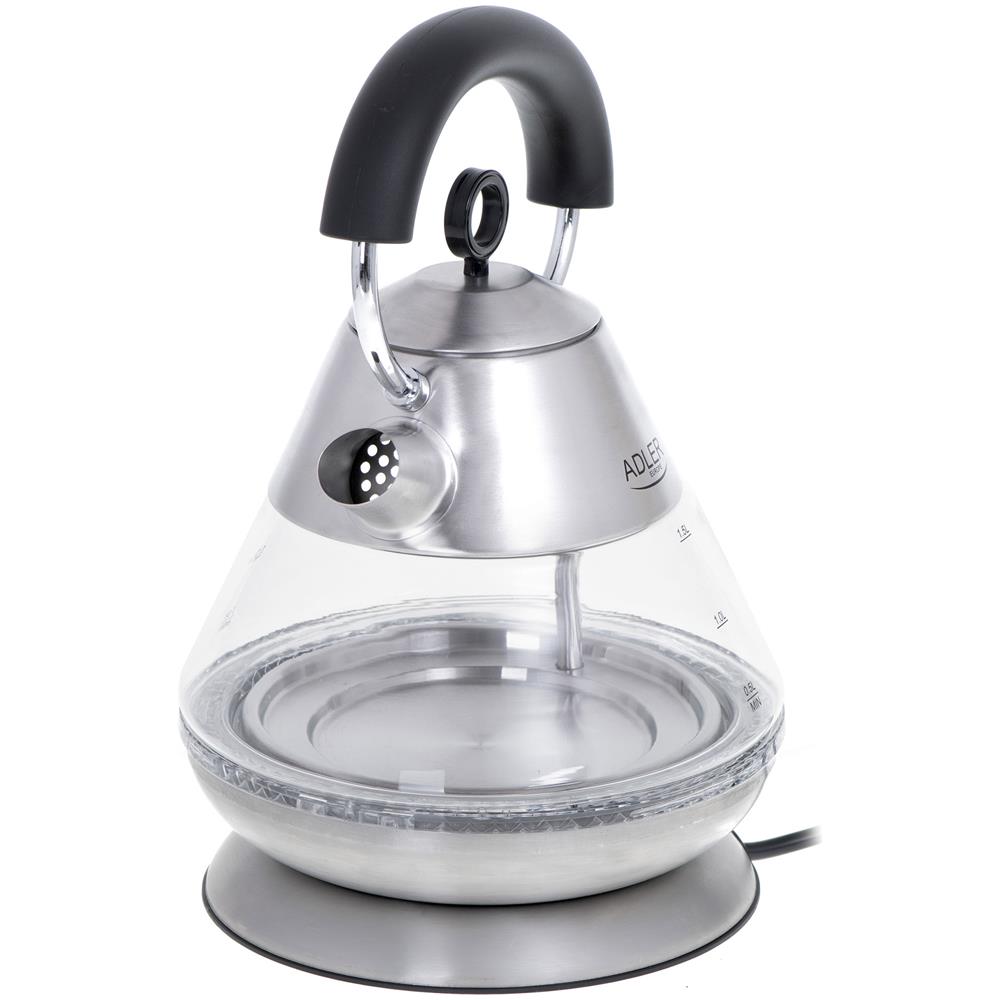 Bollitore Elettrico AD1282 Capacità 1.5 Litri Potenza 2200 Watt Colore Inox / Trasparente - Foto 2