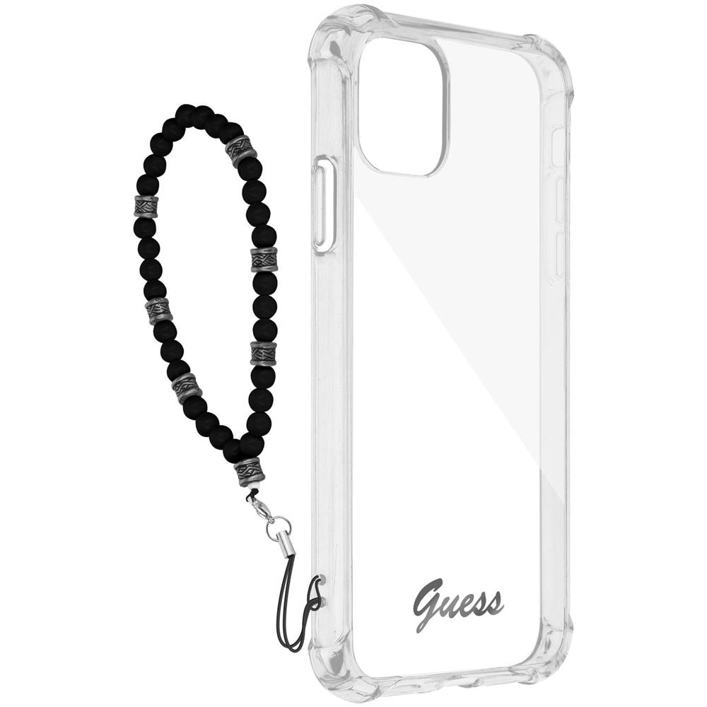 Cover Iphone 12 E 12 Pro Trasparente Con Gioiello Con Perline Nere Guess - Foto 2