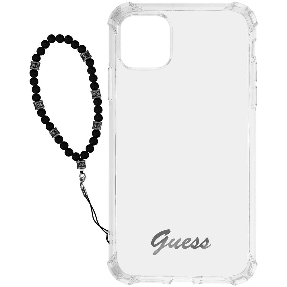 Cover Iphone 12 E 12 Pro Trasparente Con Gioiello Con Perline Nere Guess - Foto 1