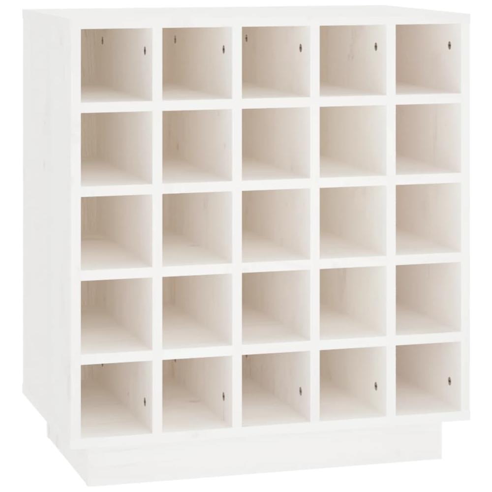 Portabottiglie Bianco 55,5x34x61 Cm In Legno Massello Di Pino - Foto 2