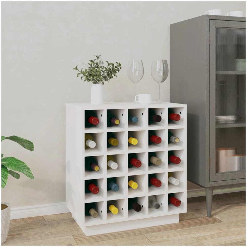 Portabottiglie Bianco 55,5x34x61 Cm In Legno Massello Di Pino - Foto 1