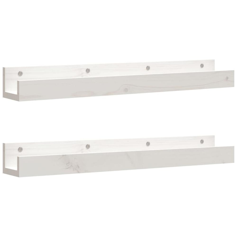 Mensole Da Parete 2 Pz Bianco 80x12x9cm Legno Massello Di Pino - Foto 2