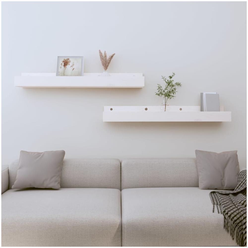 Mensole Da Parete 2 Pz Bianco 80x12x9cm Legno Massello Di Pino - Foto 1