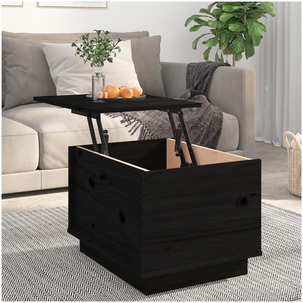Tavolino Da Salotto Nero 40x50x35 Cm Legno Massello Di Pino - Foto 3