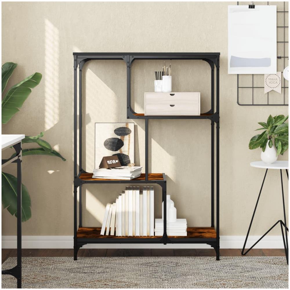 Libreria Rovere Fumo 81x36x115 Cm Legno Multistrato E Acciaio - Foto 1