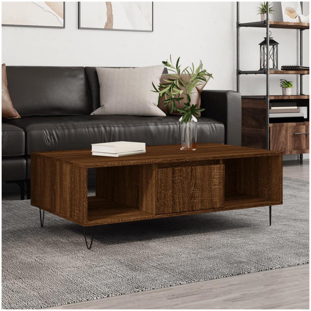 Tavolino Salotto Rovere Marrone 104x60x35 Cm Legno Multistrato - Foto 1