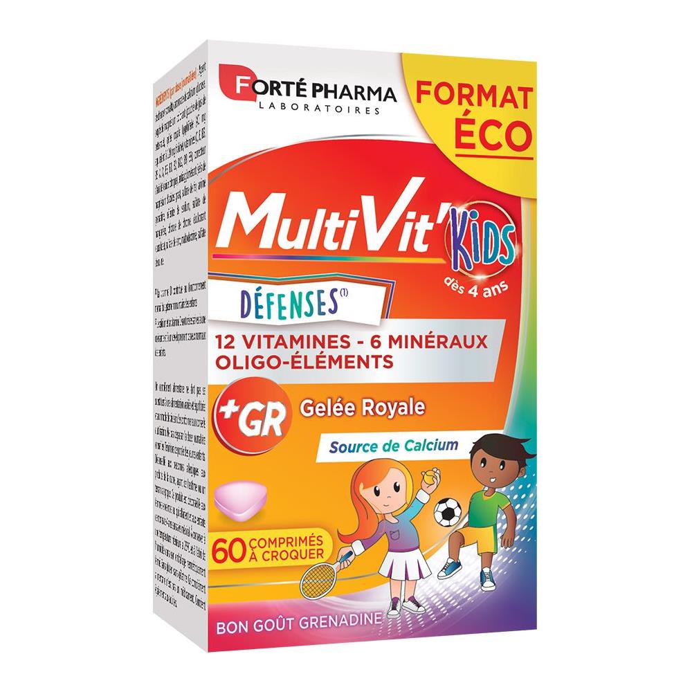 Multivitaminici Bambini Vitamine Minerali Bambini Arricchiti Con Calcio 60 Compresse Masticabili Multivit'4g - Foto 1