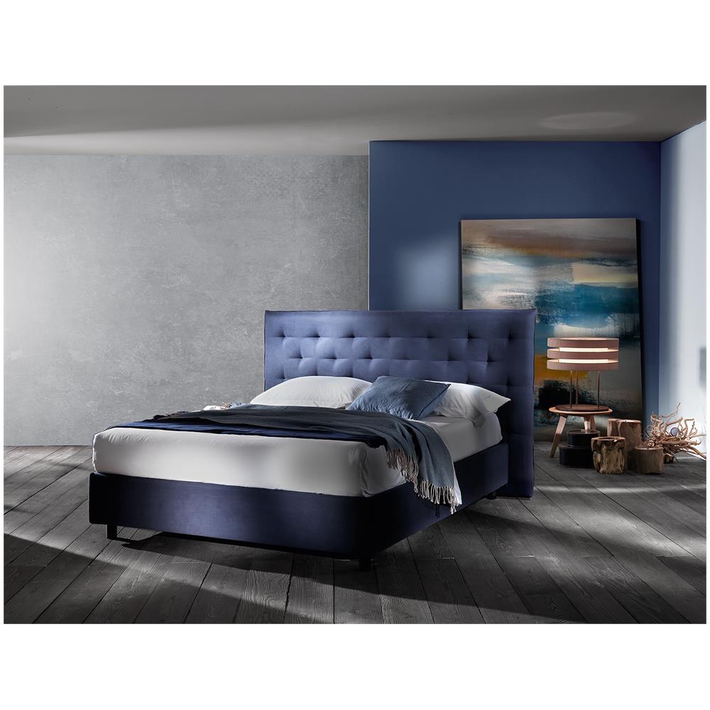 Letto Matrimoniale, Modello Copenaghen Caraterizzato Dalla Trapuntatura Della Testiera, Rete 180x190 Cm, Con Doghe In Legno, Box Contenitore, Tessuto Giroletto Sfoderabile, Made In Italt - Foto 2