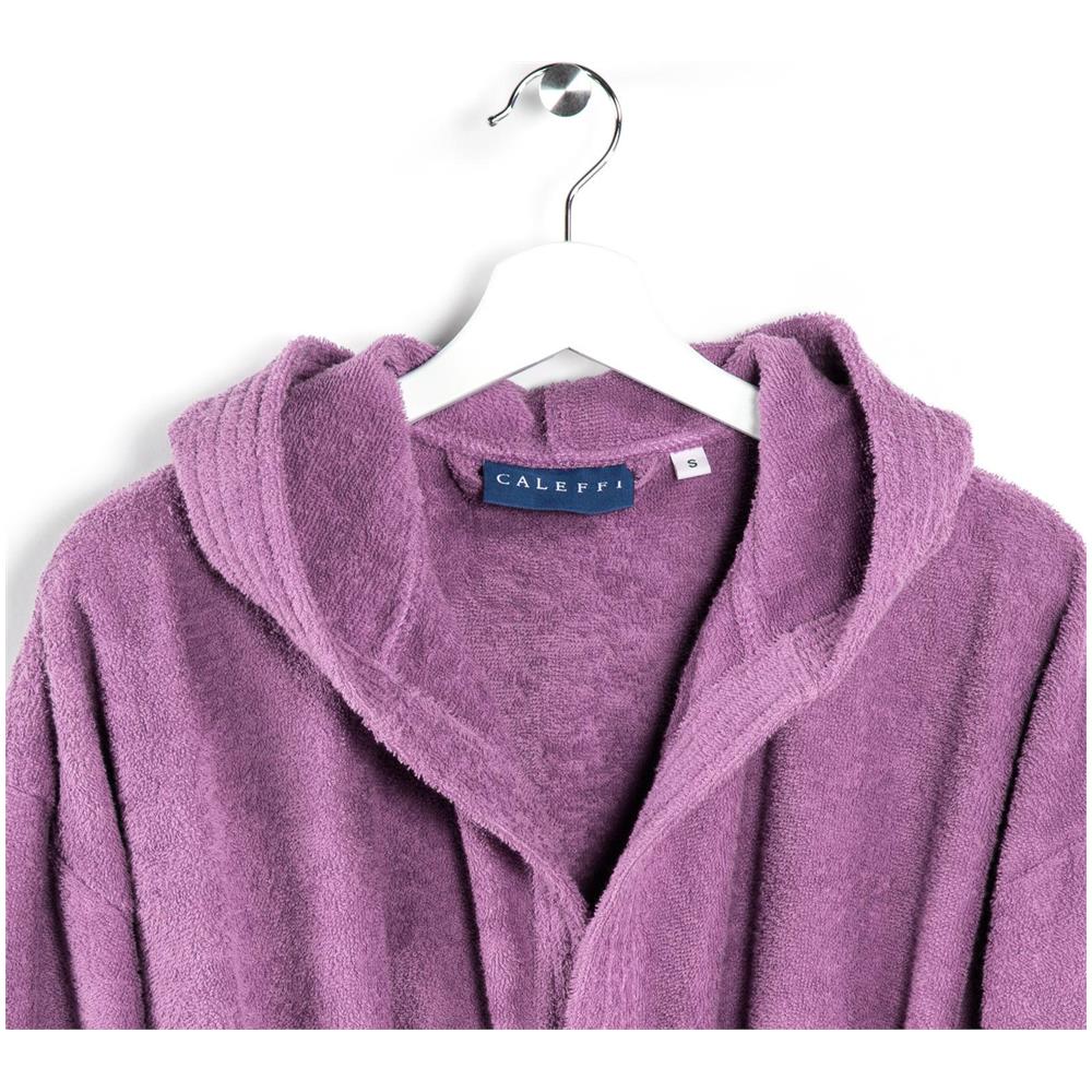 Accappatoio Con Cappuccio Spugnissima Minorca Junior In Cotone Colore Viola Misura 8-10 Anni - Foto 2