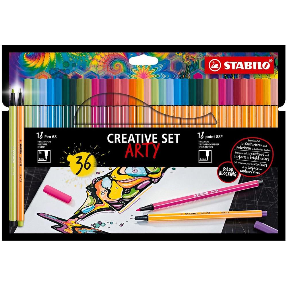 ARTY Creative Set - Set Creativo - Astuccio da 36 - 17 Fineliner point 88 + 19 Pennarelli Premium Pen 68 - Foto 1