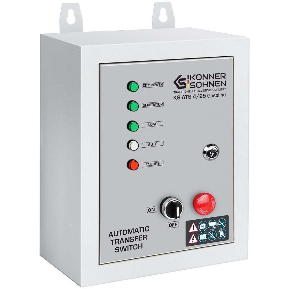 Interruttore di Trasferimento Automatico KS ATS 4/25 Gasoline Domanda di potenza di picco, W in modalità standby: 0,36 W, in modalità operativa: 1,2 W Potenza (230V), kW 5.75 (11.5) - Foto 2