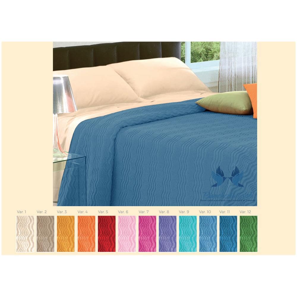 Copriletto Tinta Unita In Morbidissima Ciniglia A Onde 100% Cotone Vari Colori Matrimoniale Blu 11 - Foto 1