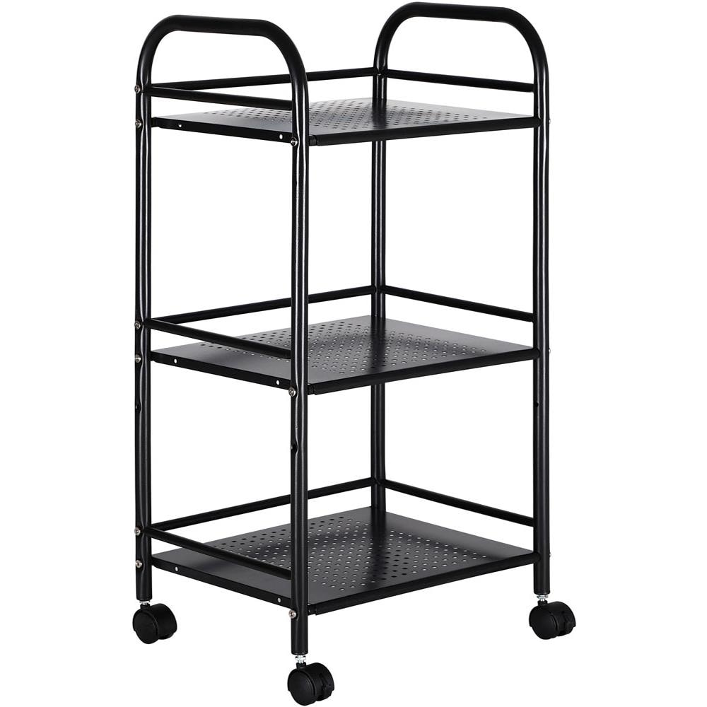 Carrello Estetista 3 Ripiani In Metallo Nero 4 Ruote Arredo Bagno Salvaspazio - Foto 1